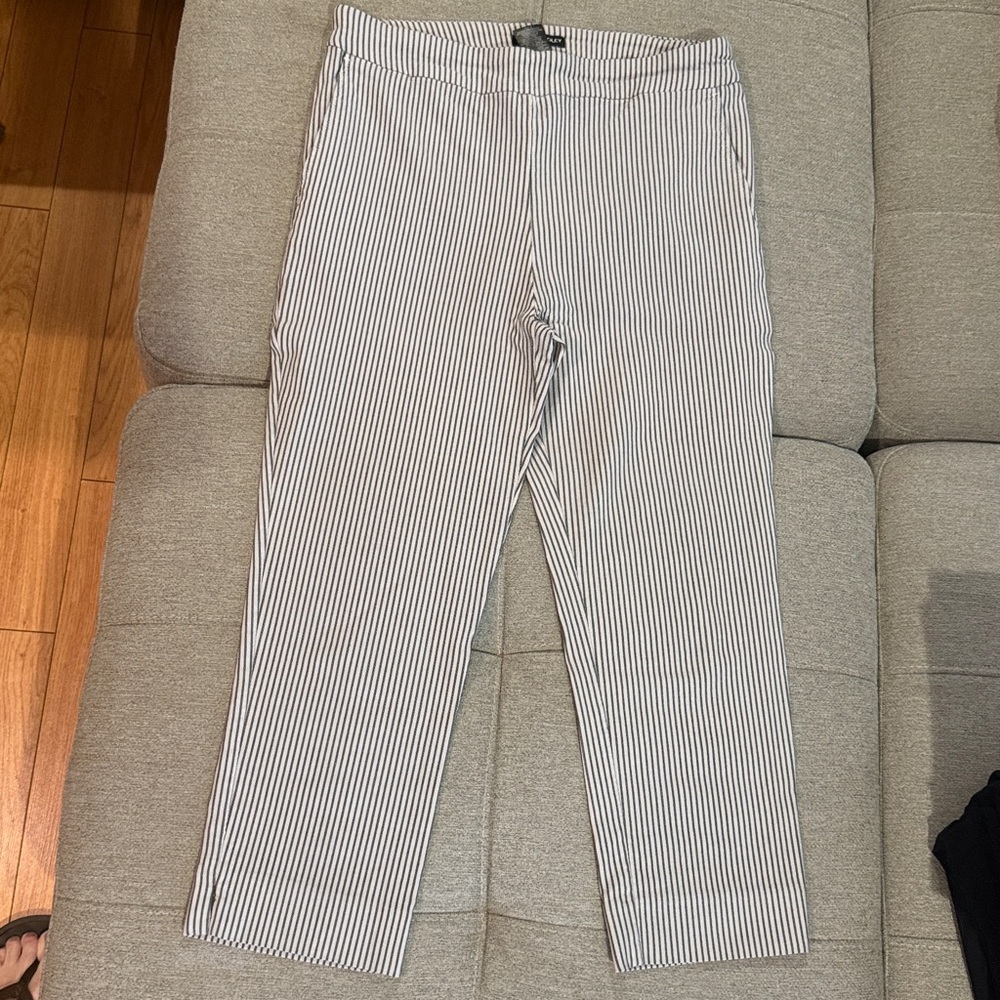 Hilary Radley Black and White Striped Trousers